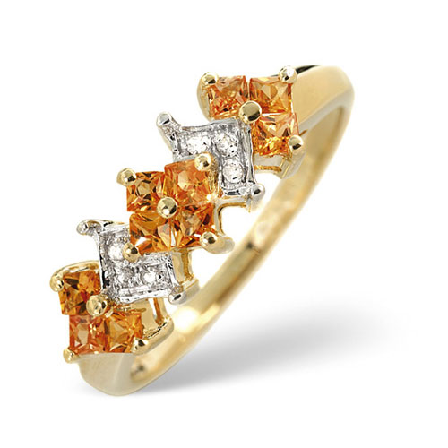 0.61 Ct Yellow Sapphire and 0.02 Ct Diamond Ring In 9 Carat Yellow Gold