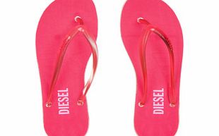 Womens transparent pink flip-flops