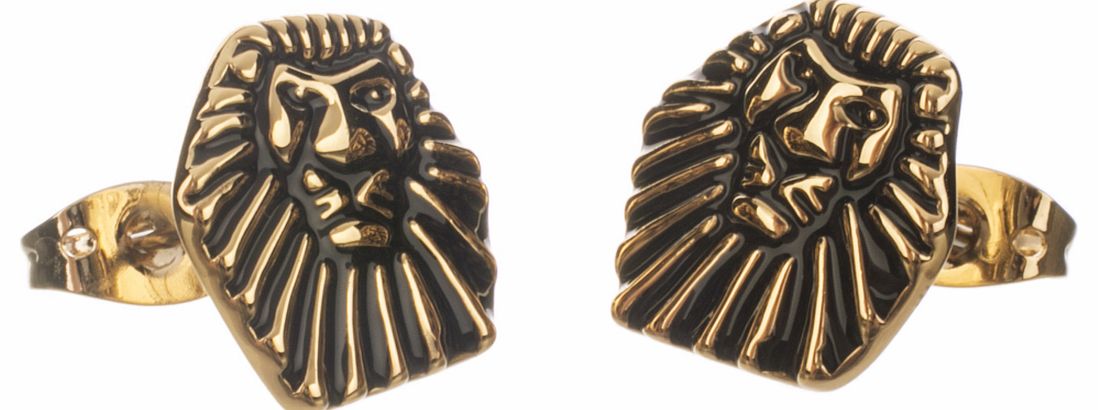 Gold Plated Mufasa Lion King Stud Earrings from