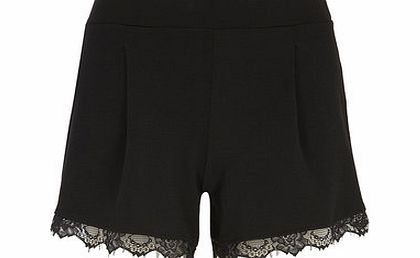 Dorothy Perkins Womens Black Lace Trim Shorts- Black DP14568410