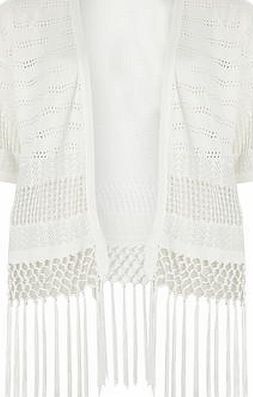 Dorothy Perkins Womens Ivory Tassle Knit Kimono- White DP55320422