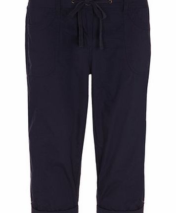 Dorothy Perkins Womens Navy Fly Front Poplin Cropped Trousers-