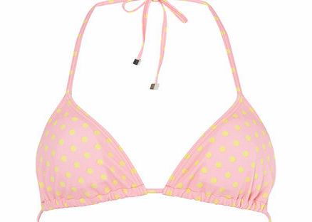 Dorothy Perkins Womens Pink Spot Tassle Triangle Bikini Top-