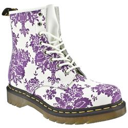 Female Dr Martens 1460 W Leather Upper Casual in White and Purple
