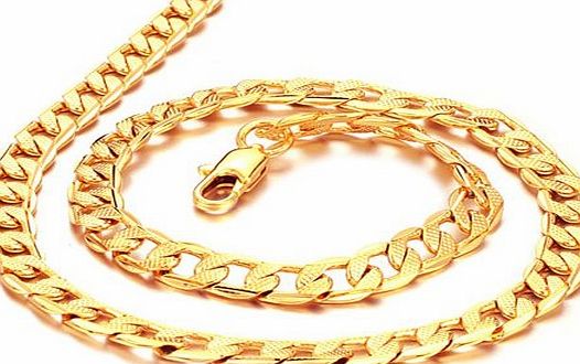 Dreamslink Fathers Day Gift 7mm Width Cool Yellow 18k Gold Plated Chain Mens Necklace 19.7``