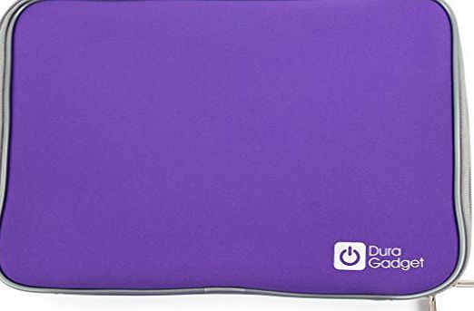DURAGADGET Purple ``Travel`` Water-Resistant Neoprene Sleeve With Dual Zips for the ieGeek 11`` Portable DVD Player with Swivel Screen - by DURAGADGET