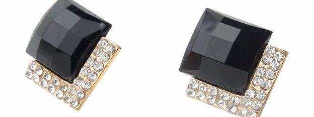 eFuture TM) 1 Pair Black Vintage Luxury Gemstone Imitation Diamond Earrings Stud Earring  eFutures nice Keyring