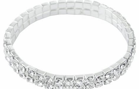 eFuture TM) 2-row Crystal Rhinestone Silver Plating Bridal Stretch Bracelet Cuff Bangles For Wedding  eFutures nice Keyring