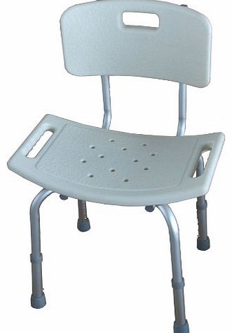 Deluxe Height Adjustable Aluminium Bath Bench / Shower Chair With Back.