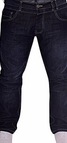 Enzo Mens Designer Enzo EZ355 Jeans Straight Leg Regular Fit Mens Denim Jean Waist 32`` Leg 30`` (32S) Dark Wash
