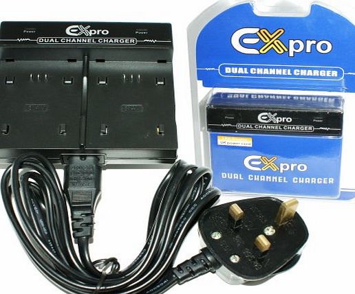 Ex-Pro Fuji NP-W126 NPW126, BC-W126, BCW126 - Dual (Twin) Battery Fast Charge Digital Camera Charger for Fuji Finepix [See description for models]