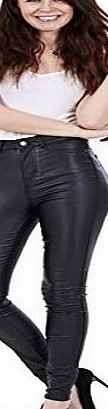 Ex Quality High Street Retailer Ladies High Waist Leather Look Denim Super Skinny Jeggings Womens Jeans Leggings 12