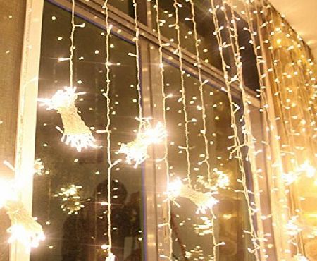 Excelvan 3Mx3M 300LEDs Outdoor/Indoor LED Fairy String Curtain Lights with Controller Occupied with Memory for Christmas Wedding Party Home Bedroom Lighting Decoration (Warm White)