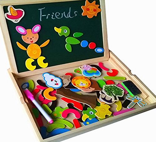 Fajiabao Magnetic Cute Animal Jigsaw Puzzle Wood Drawing Writing Double Side Doodle and Scribble Board Early Learning Games Toys Birthday Gifts for Boys Girls (Random Delivery)