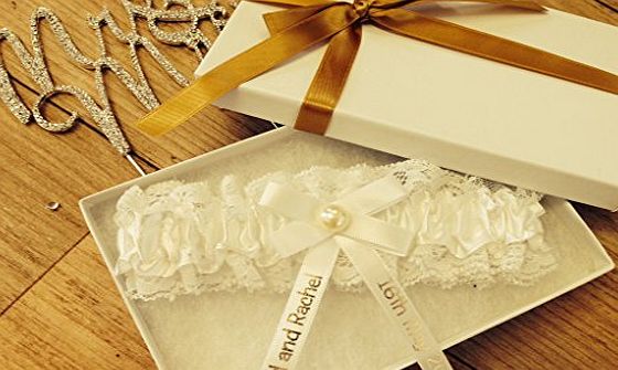 Fancy Pants Store Personalised Wedding Garter Belt Hand Made Ivory White Bride Gift Boxed PG101GB