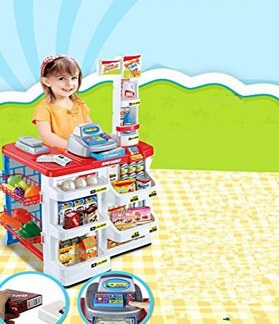 FB FunkyBuys Kids Corner 36 Pcs Super Market Shopping Store Children Supermarket Stall Food Vegetable Grocery Roll Play Set Educational Activity Stall Fun Creative Game Gift (SI-TY1091)