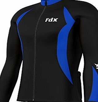 FDX Mens Cycling Jersey Full sleeve Winter Thermal Cold Wear Fleece Top Bike racing team (Black/Blue, Large)