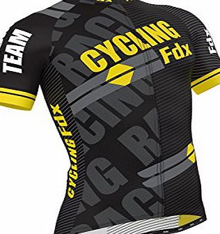 FDX Mens Cycling Jersey Half Sleeve Top Cycle Racing Team Breathable Biking Shirt (Yellow, Large)