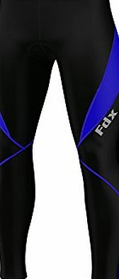 FDX Mens Cycling Tights Winter Thermal Cold Wear Padded Legging Cycling Trouser (Black/Blue, Large)