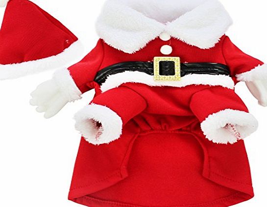 FEESHOW Dog Cat Christmas Santa Claus Costume Pet Fancy Dress Coats Jacket Apparel Outfits Red X-Small(Chest:12.5inch)