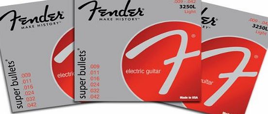 Fender Super Bullets Electric Guitar Strings Light 3250L 9-42 3 pack