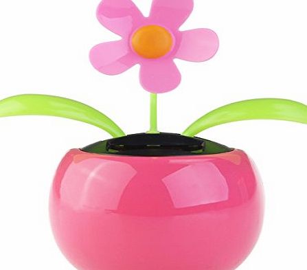 Fenical  Dacing Solar Flower Car Decor Solar Powered Happy Dancing Flower in the Pot Office Desk Display (Pink)