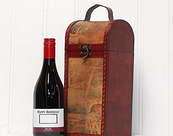 Fine Food Store Happy Birthday Red Wine - Premium French Red Wine 750ml in a Quality Wooden Replica Vintage Style Chest