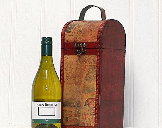 Fine Food Store Happy Birthday White Wine - Premium French White Wine 750ml in a Quality Wooden Replica Vintage Style Chest