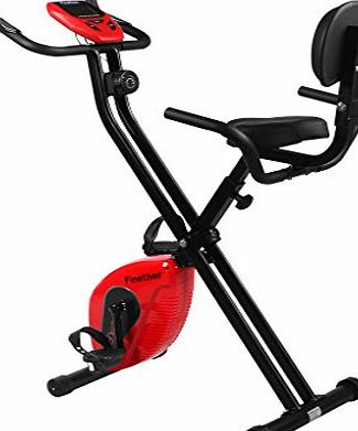 Finether Folding Adjustable Magnetic Upright Exercise Bike Fitness Equipment Work Out Machine with LCD Monitor and Pulse Sensors, 265 lbs Capacity