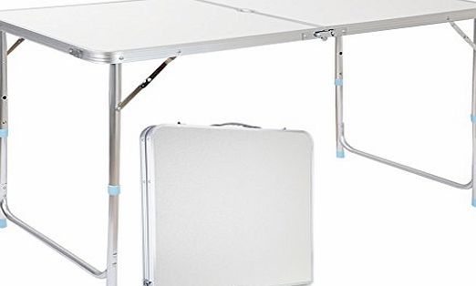 Finether Folding Table with Parasol Hole, Portable Multi-Purpose Indoor Outdoor Activity Recreation Dining Picnic Party Camping Table