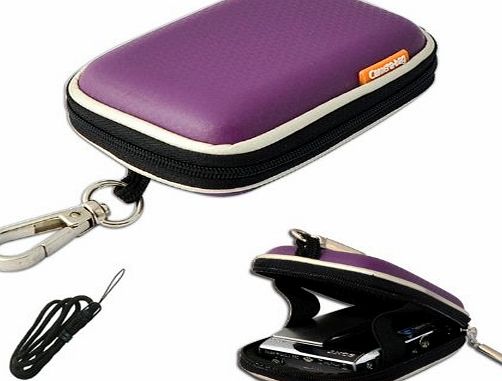 first2savvv New first2savvv outdoor heavy duty purple camera case for Sony DSC-W800 with black camera hand strap