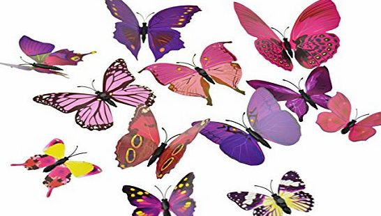 FiveSeasonStuff 24 Pcs 3D Butterfly Collection for Flower / Floral Arrangements / Garden Decoration (Mixed Butterflies with Metal Wire for Garden amp; Flower Arrangements)