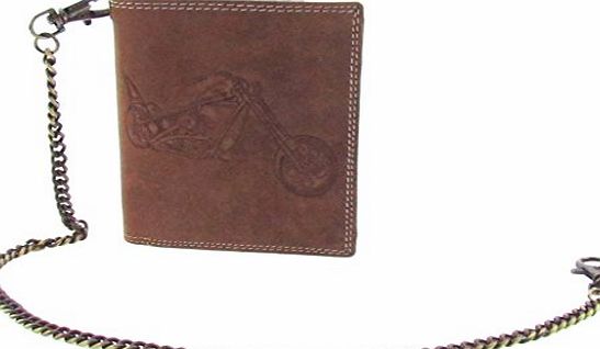 flevado Stock Rocker Biker Motorcycle Leather Wallet with trouser chain Portrait AK - 627