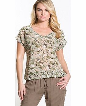 Floral Print Voile Blouse with Elasticated Hem