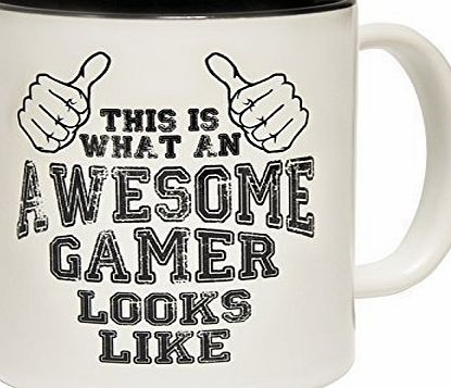 Fonfella Mugs 123t Mugs THIS IS WHAT AN AWESOME GAMER LOOKS LIKE Ceramic Slogan Cup With Black Interior birthday funny gift for him for her