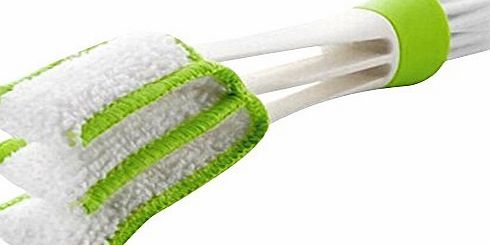 Forepin Multifunctional Brushes Dual Head Keyboard Cleaning Tools Washable Duster for Window Shutter,Air Conditioning Outlet Microfibers PP Home Office Car Portable Dust Remover(Green)