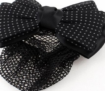 FOREVER YUNG Women Dot Dec Black Bowknot Snood Net French Professional Hair Clip