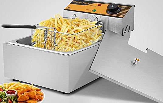 FoxHunter 10L Stainless Steel Commercial Kitchen Home Single Basket Electric Deep Fat Fryer Chip Tank New