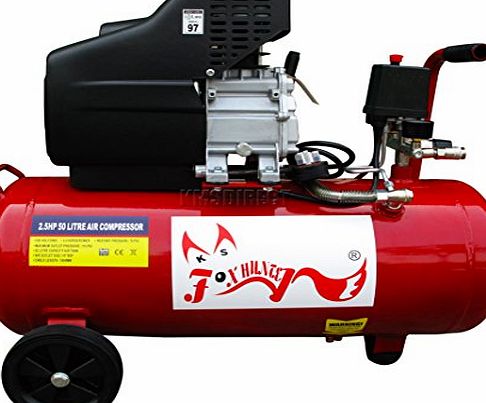 FoxHunter Professional 50L Ltr Litre 11 Gallon Air Compressor 2.5HP 8 BAR Electric 230V 50Hz Single Cylinder With Wheel