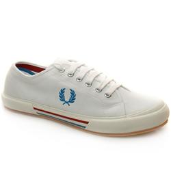Fred Perry Male Vintage Tennis Too Fabric Upper Fashion Trainers in White and Blue