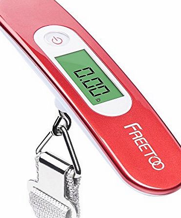 FREETOO Luggage Scale Portable Digital Travel Suitcase Scales Weights with Tare Function for Travel Outdoor Home 110 lb/ 50KG Capacity Red
