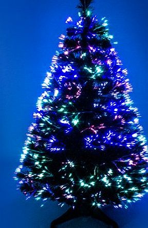 FunkyBuys 3ft Green Fibre Optic pop up prelit Christmas Tree with Multicoloured Fibre Optic Lights 90cm