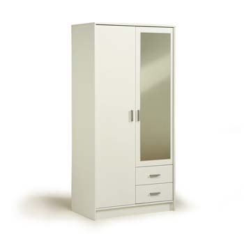 Furniture123 Initial Mirrored Double Wardrobe in White