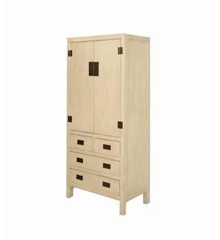 Furniture123 Ling White Lacquered 2 Door 4 Drawer Wardrobe
