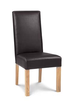 Furniture123 Lyon Oak Large Leather Dining Chairs in Brown (pair)