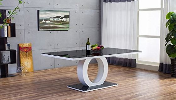 FurnitureBox GIOVANI Black/White High Gloss Glass DINING TABLE ONLY