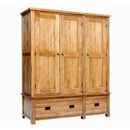 FurnitureToday Rustic Solid Oak triple wardrobe