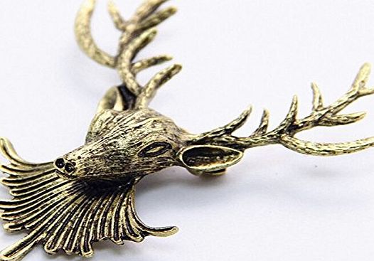 Furry Friends 3 FOR 2 Sale! 6 cm Antique Bronze Stag Deer Broach Pin for Jacket or Collar, Unique Gift Luxury Accessories Animal Fashion (Antique Stag Head Brooch)