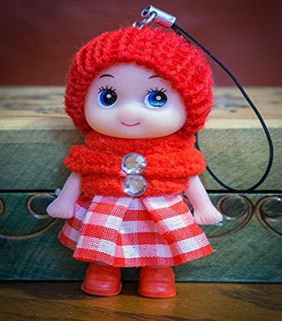 Furry Friends Red Doll Cute Boots amp; Skirt Wool Pompom Toy Charm Keyring Keychain Key Chain Soft Fluffy Cotton Knit Hat Gem Jumper Diamond D Dung D-Dung Sweet Unusual Innocent Hipster (Red)