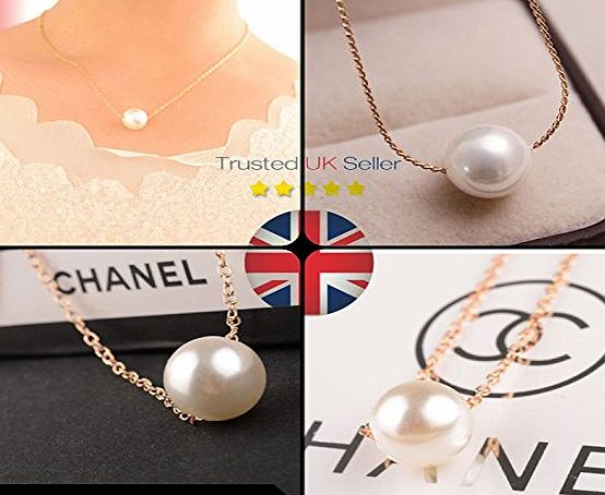 Furry Friends Simple Pearl Necklace Gold Chain Pendant Necklace Jewellery Vintage Ladies Fashion (Simple Pearl Necklace )